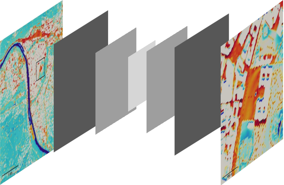 Schematische Darstellung der Vorgehensweise beim sogenannten Deep Learning am Beispiel des Projekts